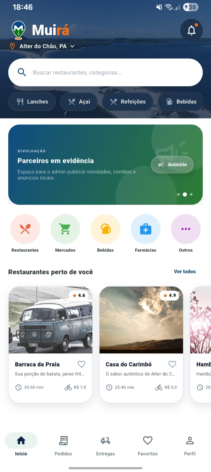 Tela inicial do aplicativo Muirá no Android